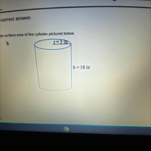Find the approximate surface area of the cylinder pictured below