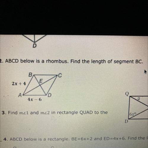ABCD below is a rhombus. Find the length of segment BC.