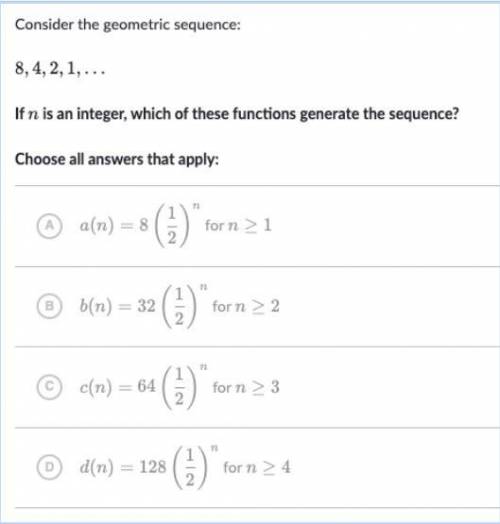 Consider the geometric sequence 8,4,2,1,...