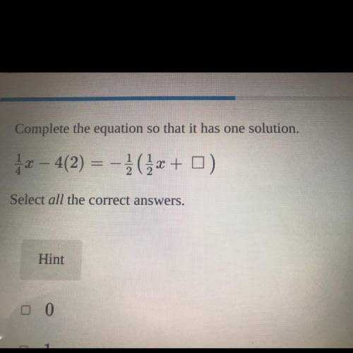 Complete the equation so that it has one solution. 
There are multiple answers.