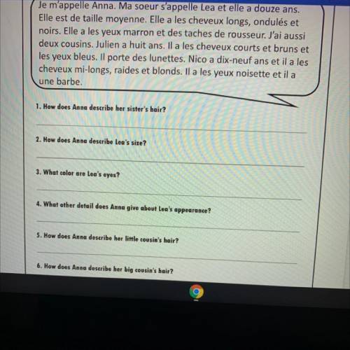 7. Was TWO other details does Anna give about Nico’s appearance? 8. Who is described as wearing gla