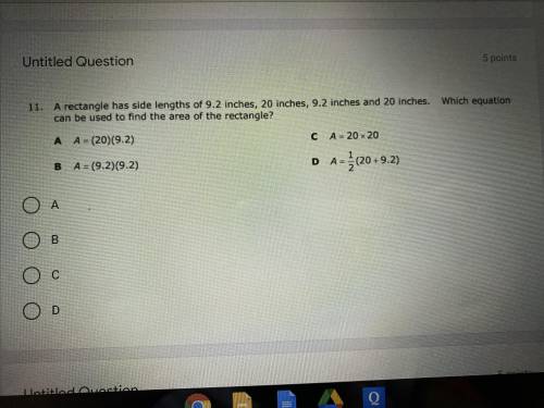 Thank you so much if you help me! Which equation can be used to find the area of a rectangle