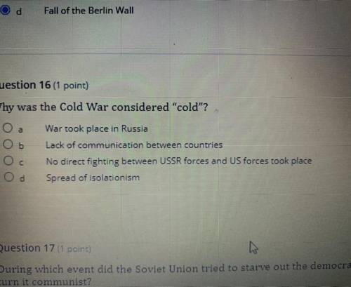 Why was the Cold War considered cold?

a
b
War took place in Russia
Lack of communication betwee