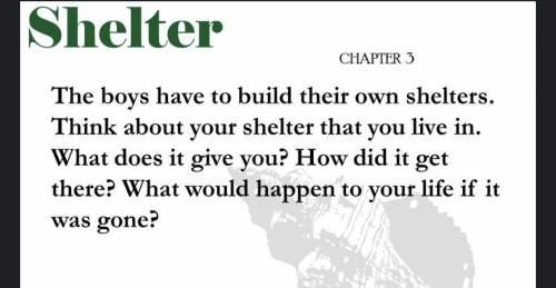 The boys have to build their own shelters.Think about your shelter that you live in. What does it g