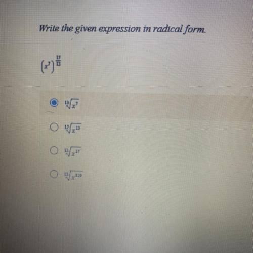Write the given expression in radical form