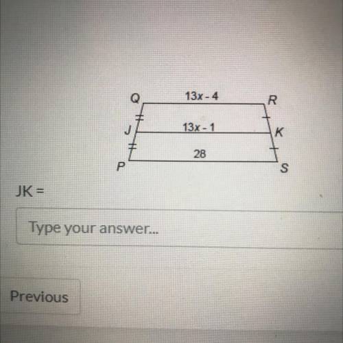 Find JK.
JK=? 
If you could help solve this thank you a lot