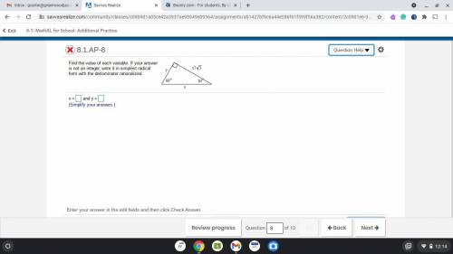 Find the value of each variable. If your answer is not an​ integer, write it in simplest radical fo