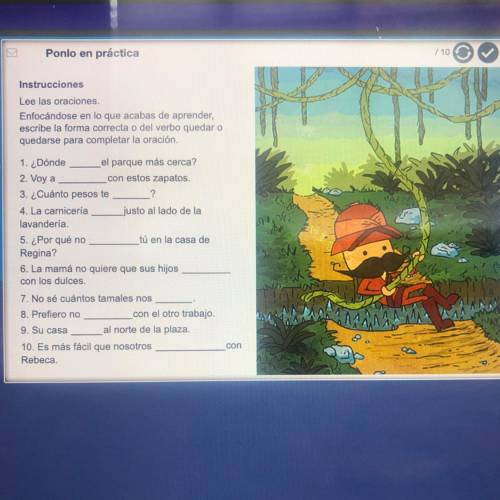 Ponlo en práctica

Instrucciones
Lee las oraciones.
Enfocándose en lo que acabas de aprender,
escr