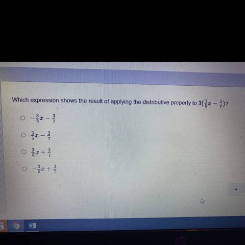 GIVING  Which expression shows the result of applying the distributive property to 3(1