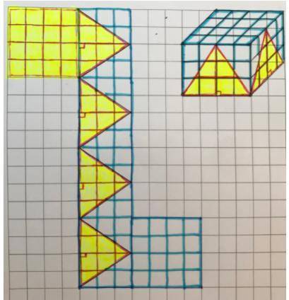 Given the net of the Prism on 1-centimeter square graph paper, what is the surface area of the Pris