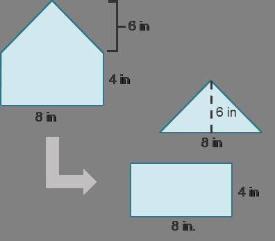 An irregular figure was broken into a triangle and rectangle.

The area of the triangle is  in2.Th