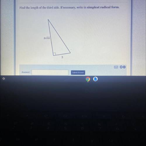 Find the length of the third side. If necessary, write in simplest radical form.

2V10
3
20 POINTS