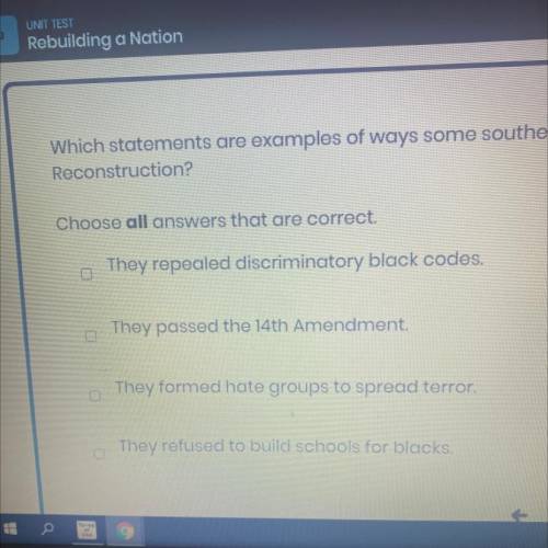 Which statements are examples of ways some southern whites kept blacks from getting justice during