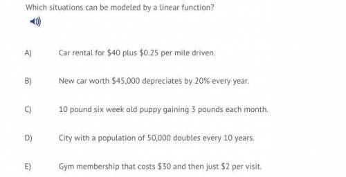 Which situations can be modeled by a linear function?