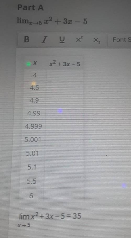 evaluate the following limits using the x values in the table. substitute the different values of X