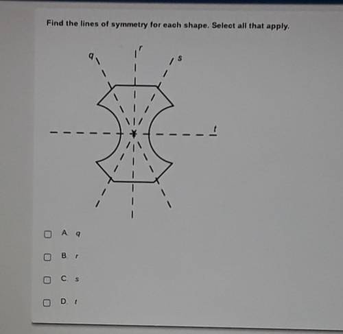 Find the lines of symmetry for each shape. Select all that apply.​
