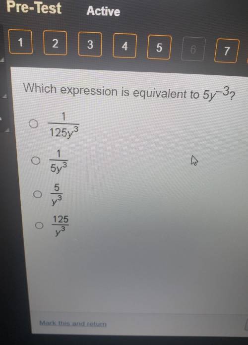Which expression is equivalent to 5 y ^ -3?​