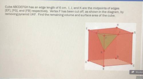 Can someone help me find the volume and SA of this cube? i’m kinda confused