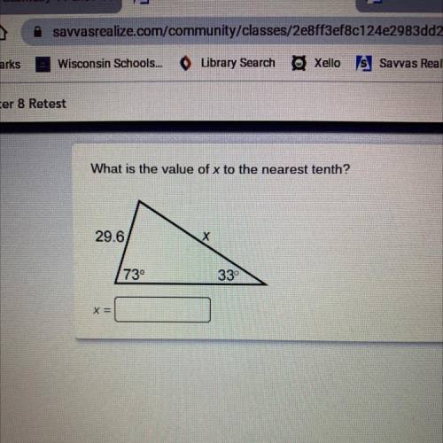 What is the value of x to the nearest tenth?
29.6
730
332
XS