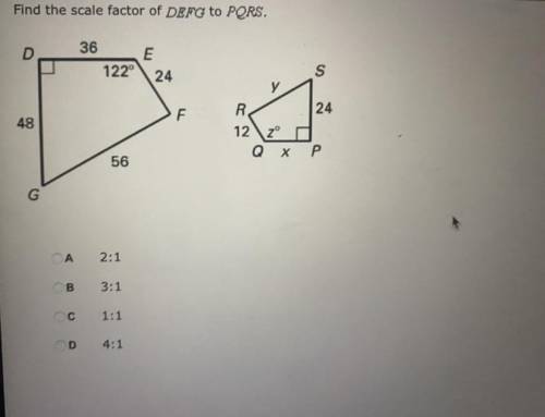 Find the scale factor of DEFG to PQRS.