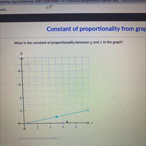 The following graph shows a proportional relationship.

What is the constant of proportionality be