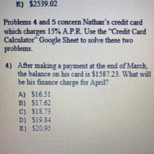 After making a payment at the end of March,

the balance on his card is $1587.23. What will
be his