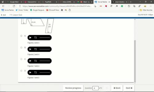 Which two parallelograms have the same area?