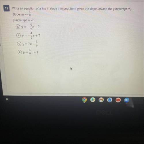 Write an equation of a line in slope-intercept form given the slope (m) and the y-intercept (b).