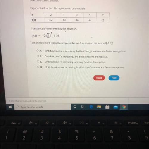 Which statement correctly compares the two functions on the interval [-2, 1)?