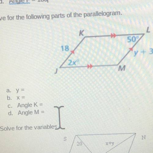 Solve for the following parts of the parallelogram.