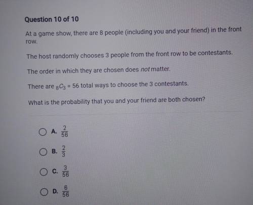 At a game show, there are 8 people (including you and your friend) in the front row. The host rando