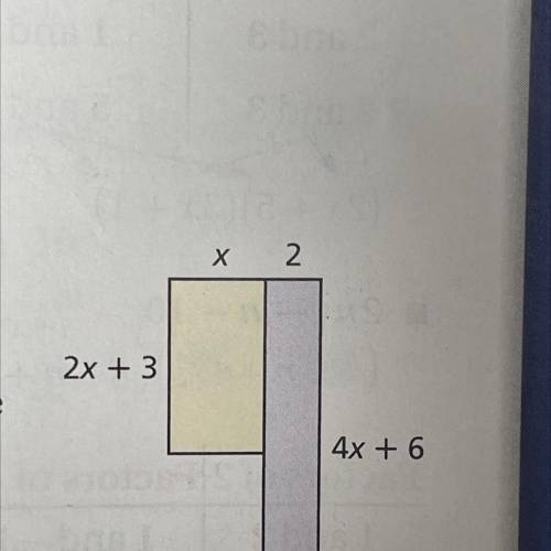 Write an expression for the

area of each of the two
rectangles shown.
Then write and factor an
ex