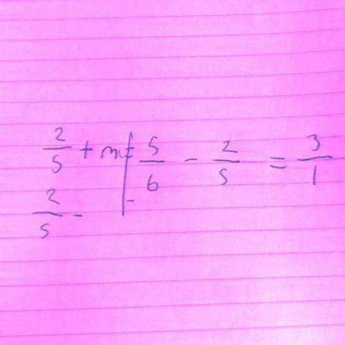 Slove the equation. Check your solution

2/5 + m = 5/6
Here is what I did but I don’t know what’s