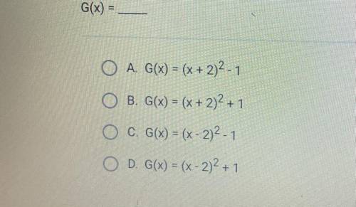 The graphs below have the same shape. What is the equation of the blue
graph?