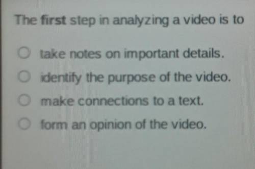 the first step in analyzing a video is to take notes on an important Tina details identify the purp