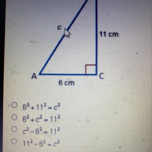 Which equation could be used to find the length of the hypotenuse?