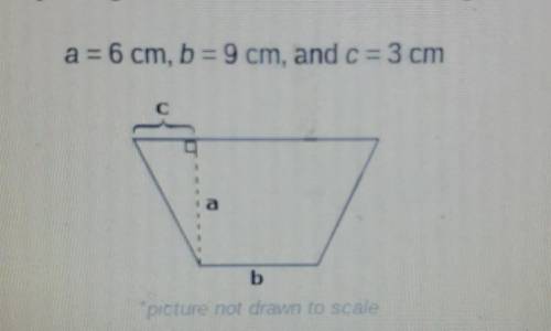 Find the area of the isolated trapezoid below by using the area formulas for rectangles and​