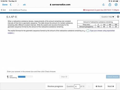 I NEED HELP

When a radioactive substance​ decays, measurements of the amount remaining over const