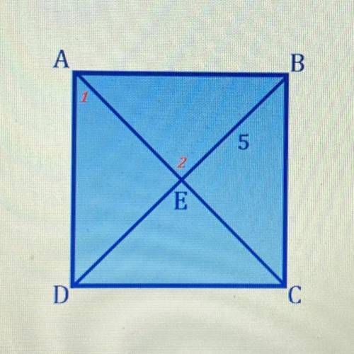 Given that Segment BE is 5 units, find the indicated measures for each

Question.
Angle 1 and 2
Se