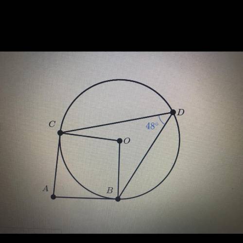 Angle A is circumscribed about circle O.
What is the measure of A?