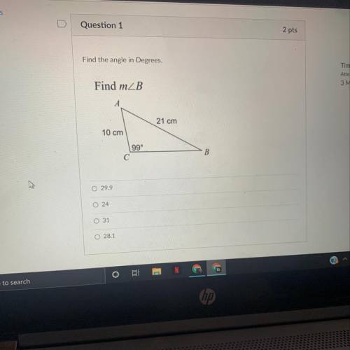 Find the angle in degrees