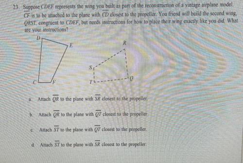 Suppose CDEF represents the wing you built as part of the reconstruction of a vintage airplane mode