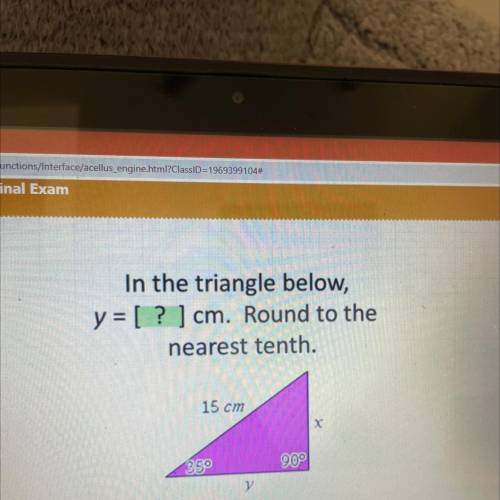 In triangle below 7= . Round to nearest tenth