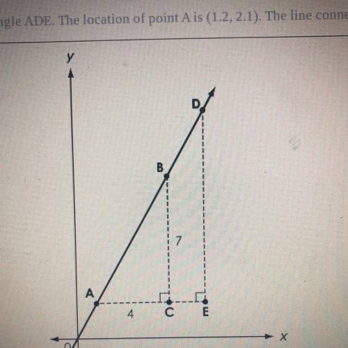 A figure is shown, where triangle ABC is similar to triangle ADE. The location of point A is (1.2,2