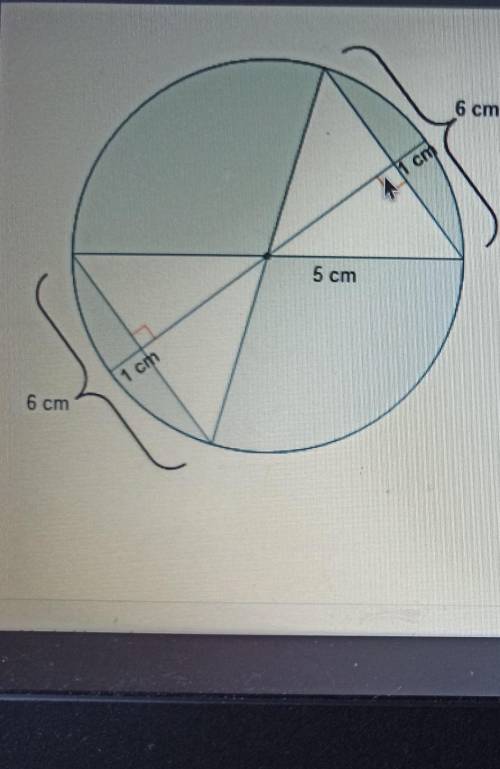 What is the area of the shaded region? please help!

A: (25pi-48) squared cmB: (25pi-30) squared c