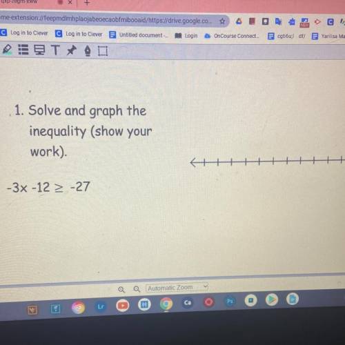 Solve and graph the inequality (show your work). -3 -12 > -27