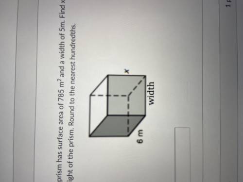 a rectangular prism has a surface area of 785 meters squared and a width of 5 m. find X the height