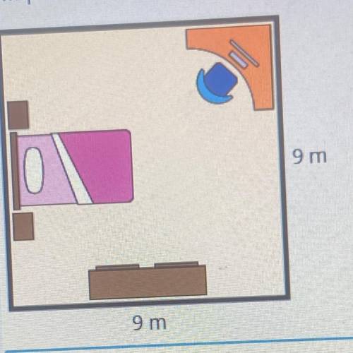 The picture shows the size of Risa's bedroom.

9m
9 m
What is the area of Risa's bedroom? Enter th