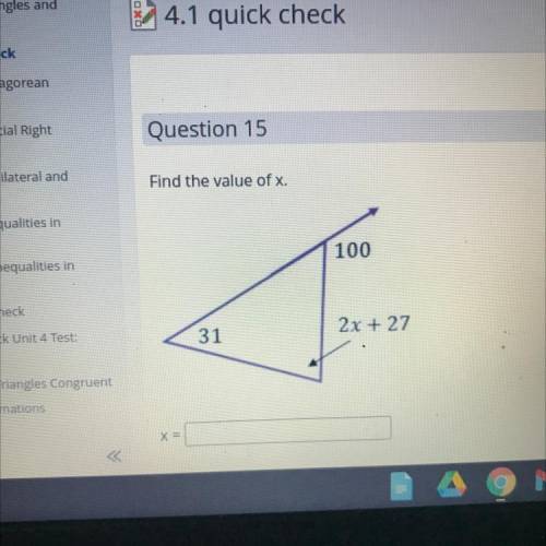 Find the value of x pls help