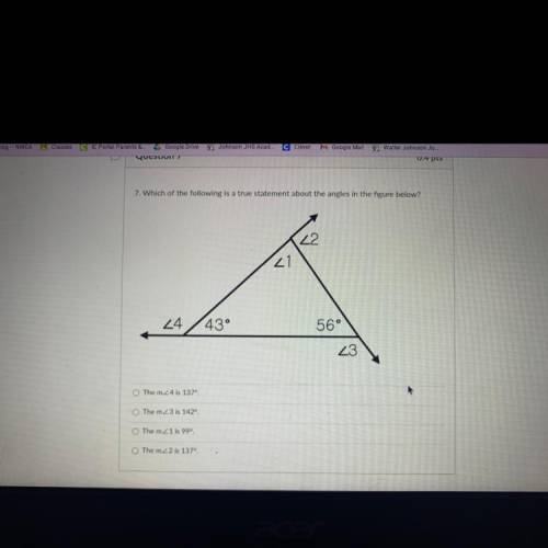 7. Which of the following is a true statement about the angles in the figure below?